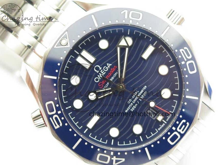 0419 ZeroBulk 2018 Seamaster Diver 300M OMF Best Edition Blue Ceramic Blue Dial on SS Bracelet A8800 (Black Balance Wheel) 7957